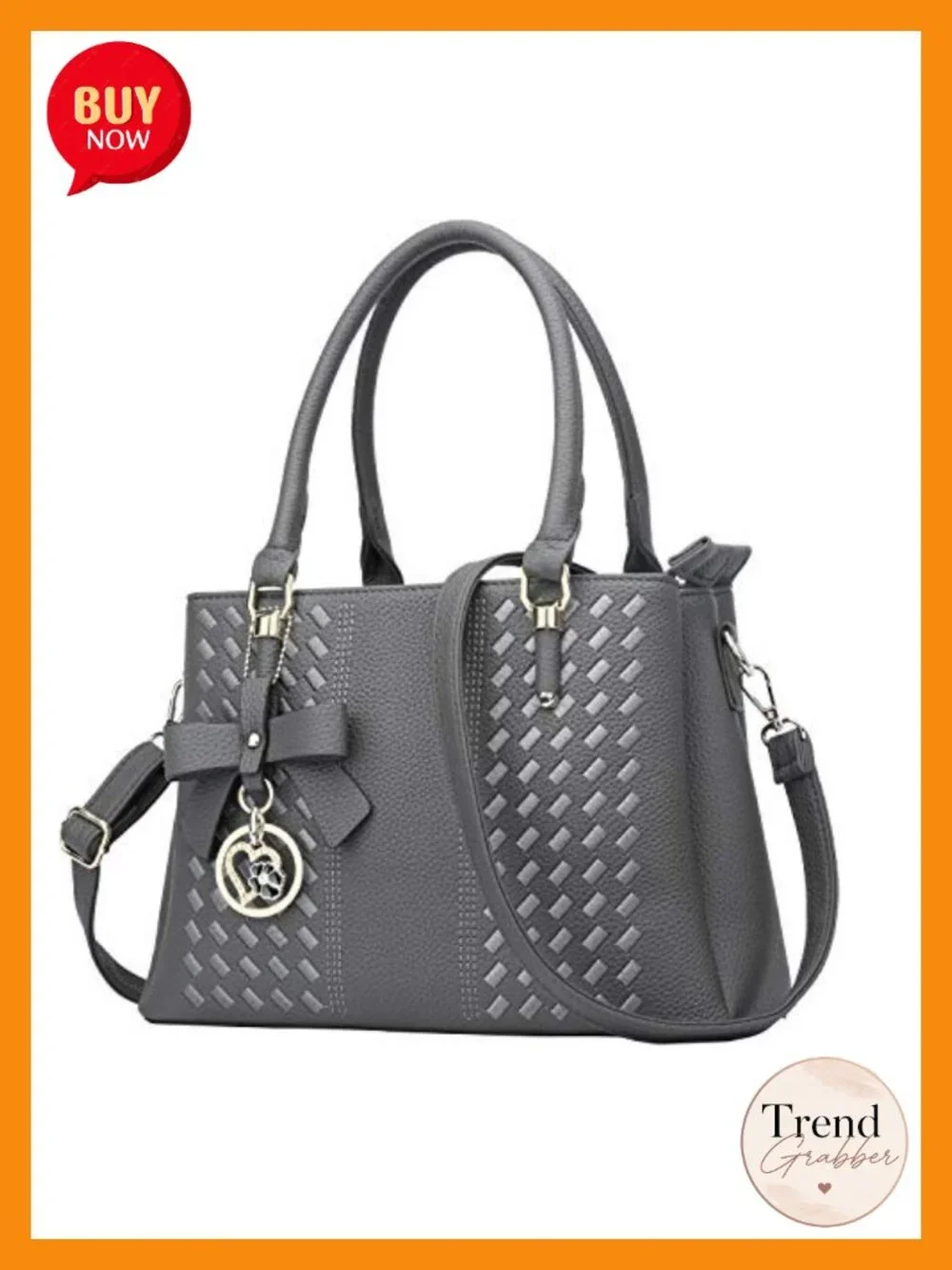 Faux Leather Satchel Handbag 3 Compartments Zipper Crossbody Shoulder Bag